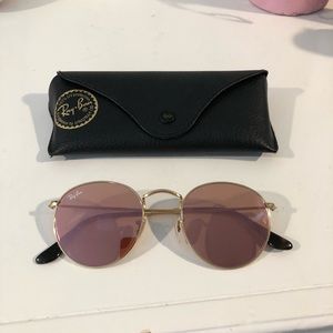 Ray-Ban round metal gold sunglasses